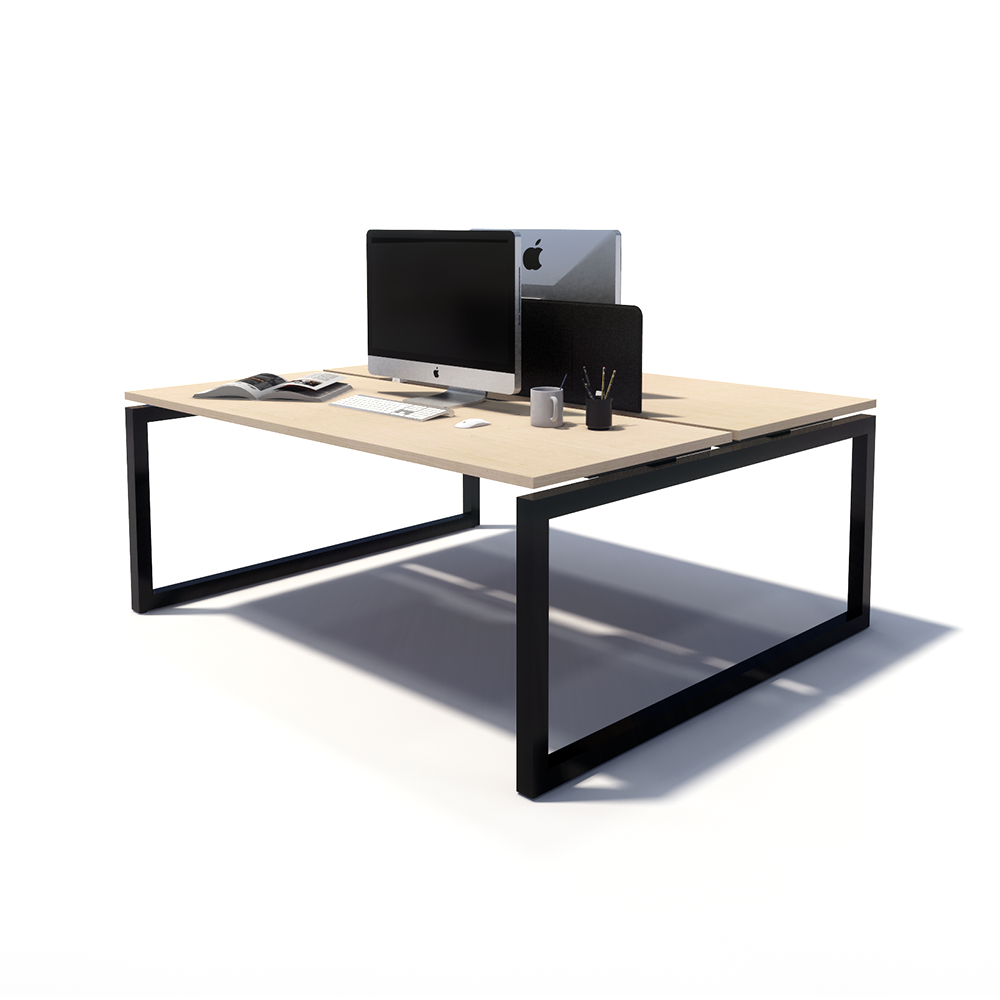 Gen O 2 Person Back to Back Black Frame Workstation