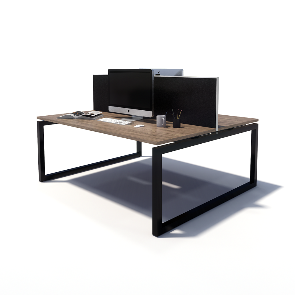 Gen O 2 Person Back to Back Black Frame Workstation