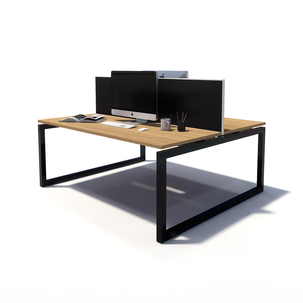 Gen O 2 Person Back to Back Black Frame Workstation