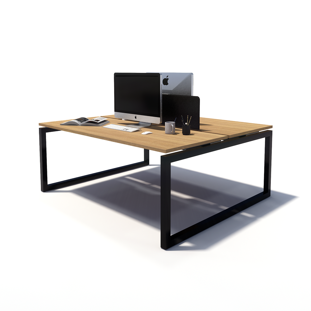 Gen O 2 Person Back to Back Black Frame Workstation