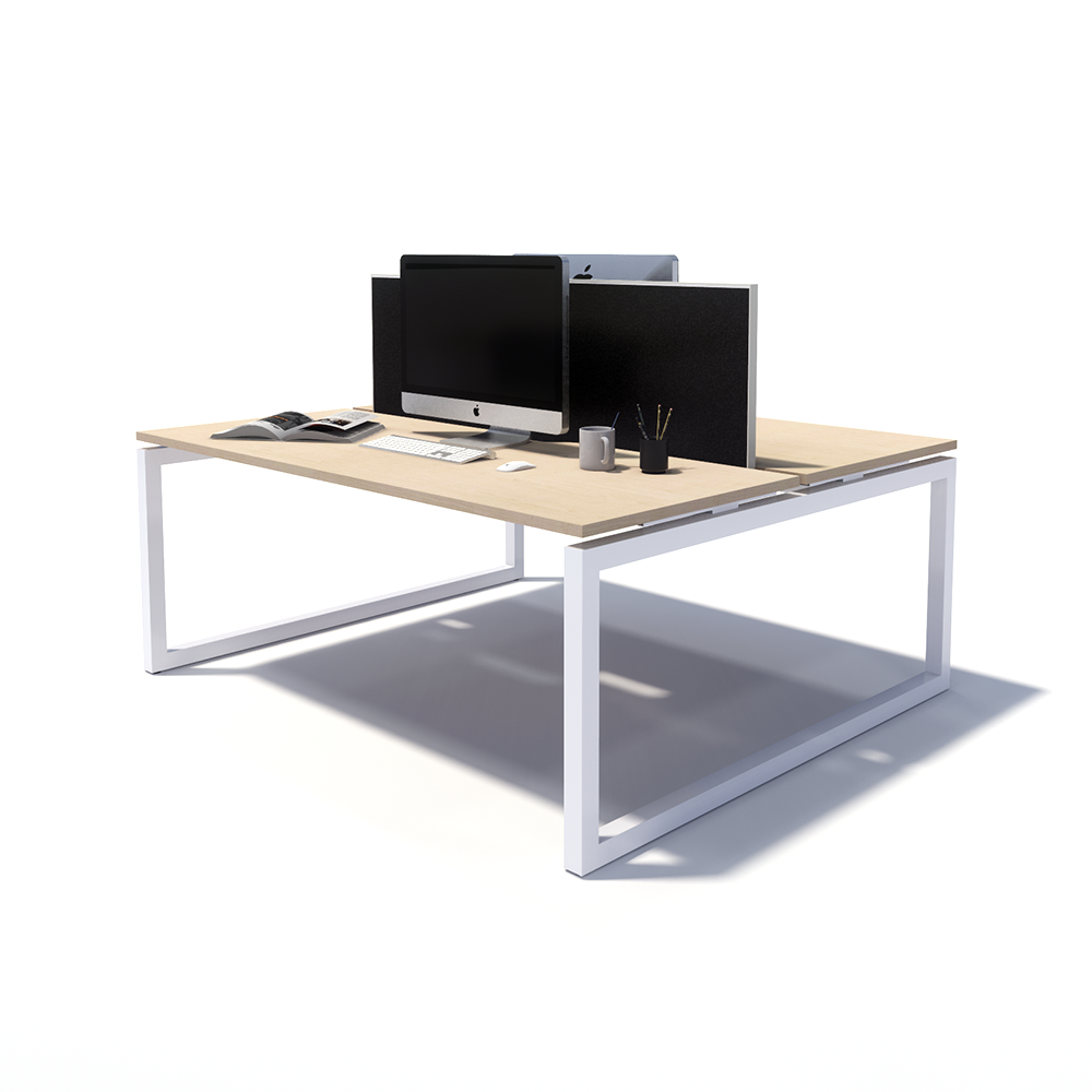 Gen O 2 Person Back to Back White Frame Workstation