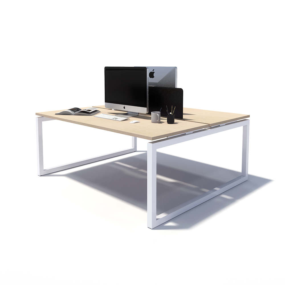 Gen O 2 Person Back to Back White Frame Workstation