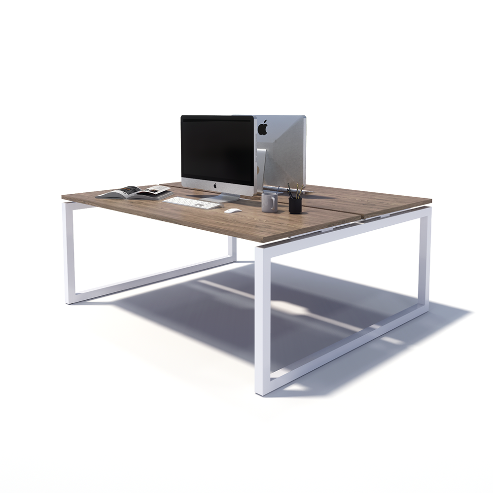 Gen O 2 Person Back to Back White Frame Workstation