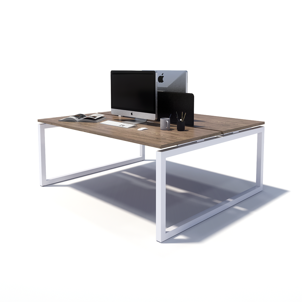 Gen O 2 Person Back to Back White Frame Workstation