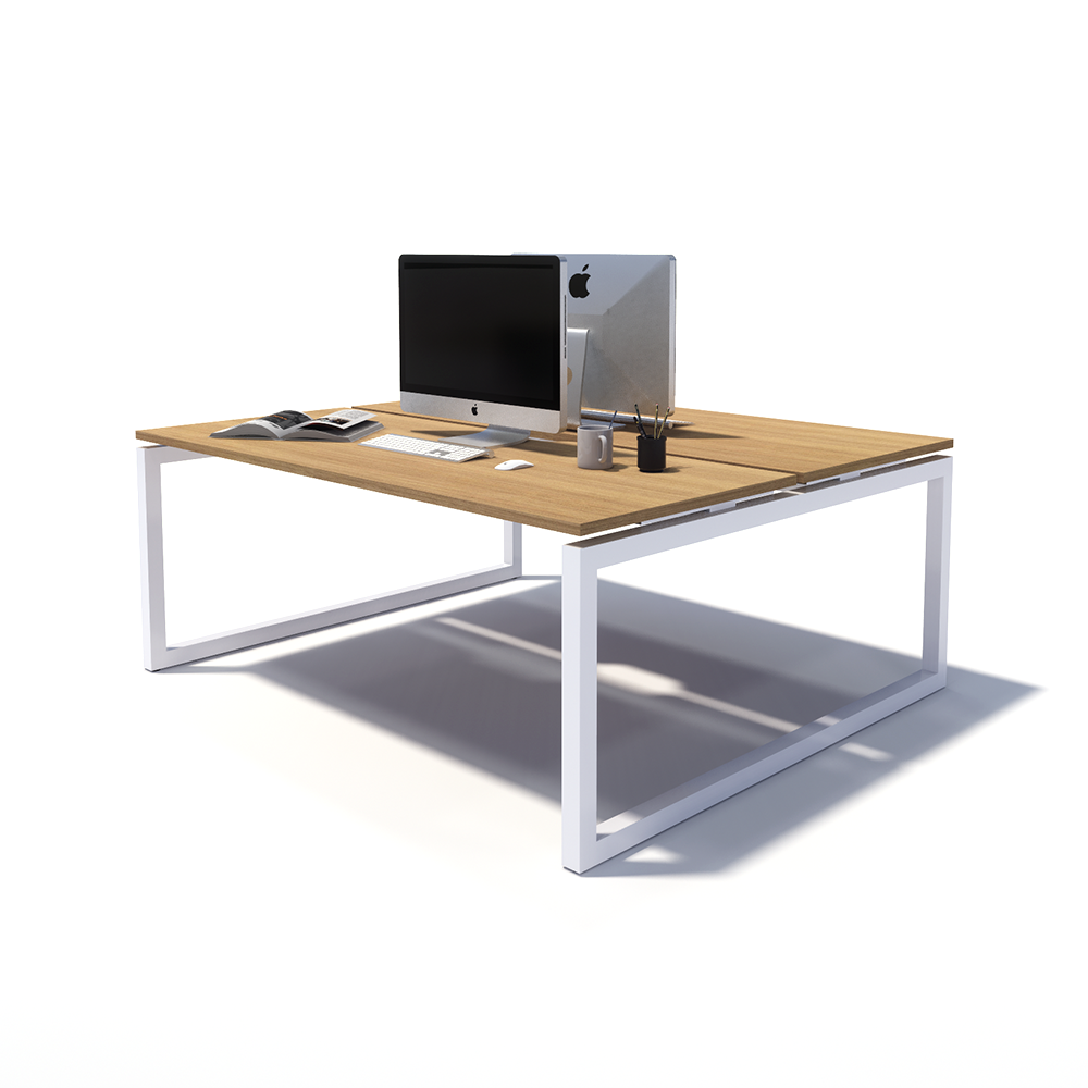 Gen O 2 Person Back to Back White Frame Workstation