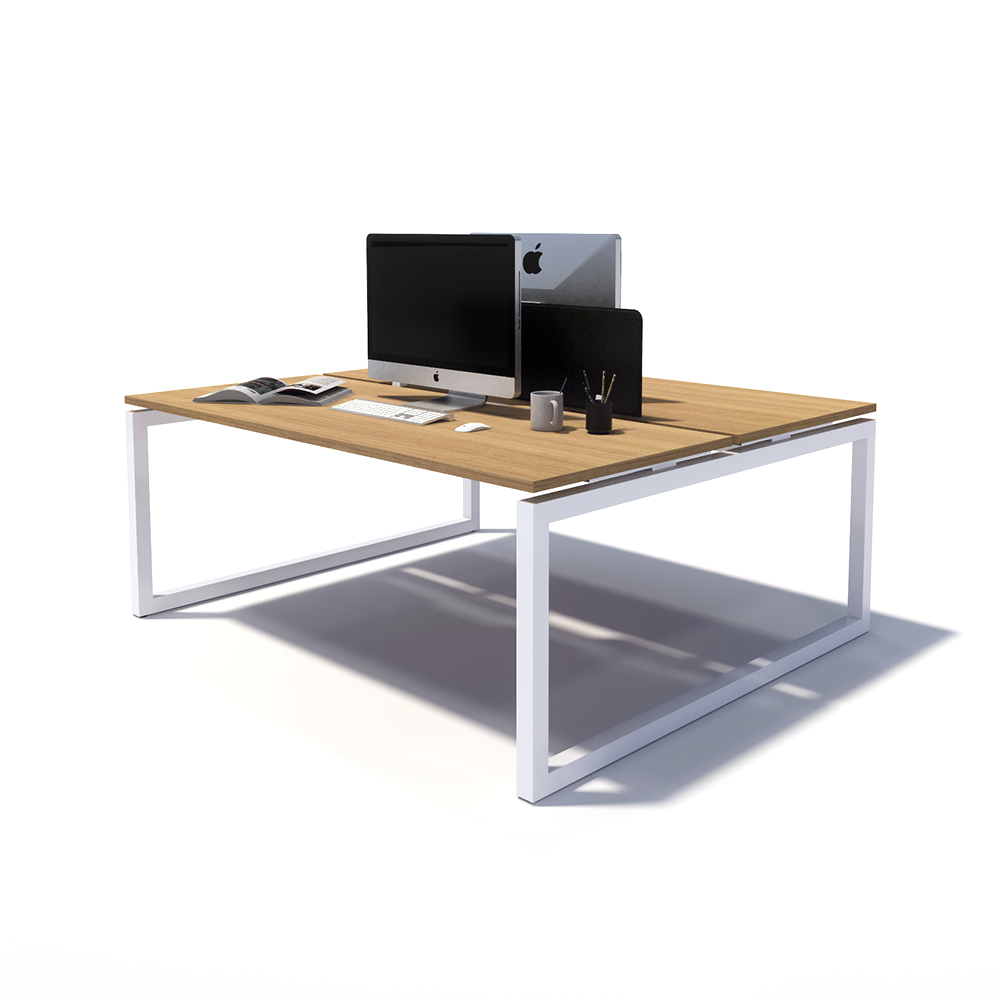 Gen O 2 Person Back to Back White Frame Workstation