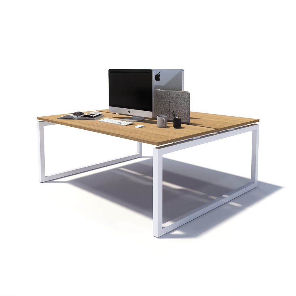 Gen O 2 Person Back to Back White Frame Workstation