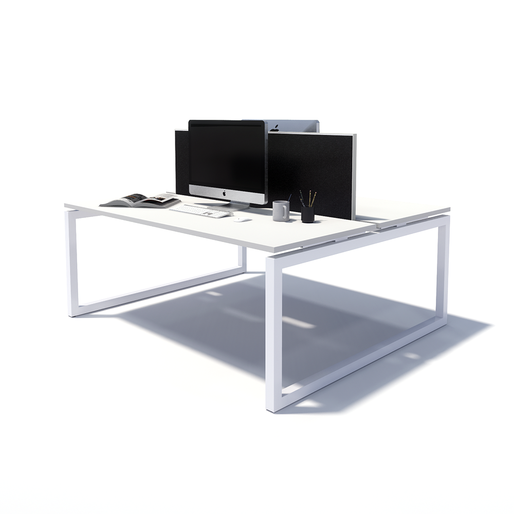 Gen O 2 Person Back to Back White Frame Workstation