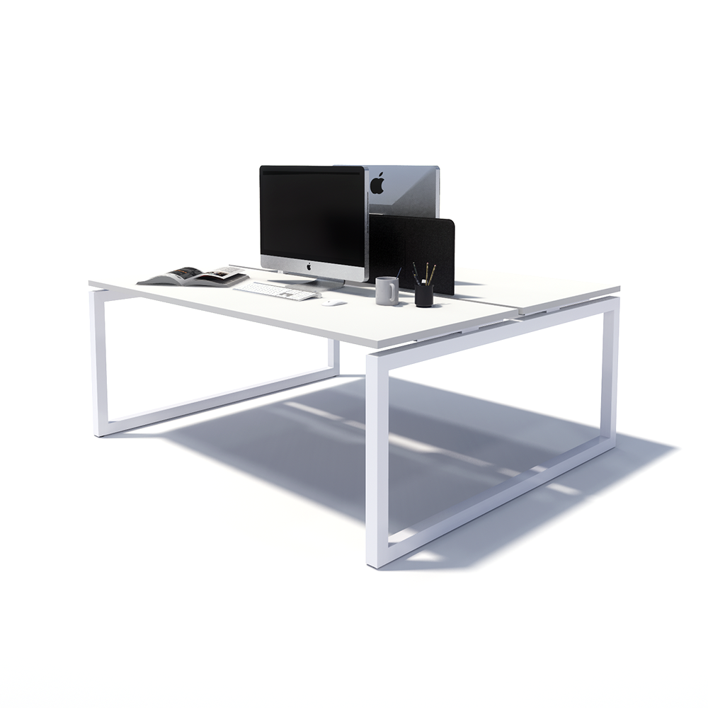 Gen O 2 Person Back to Back White Frame Workstation