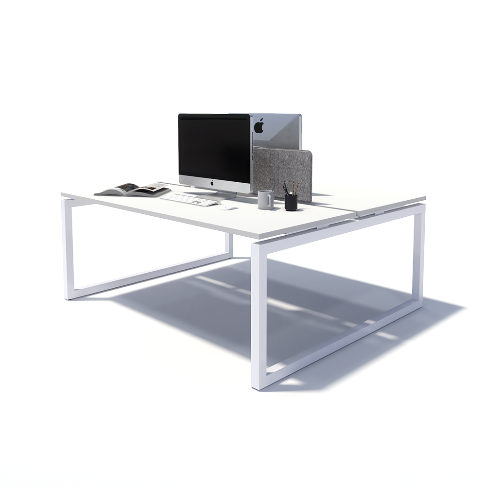 Gen O 2 Person Back to Back White Frame Workstation