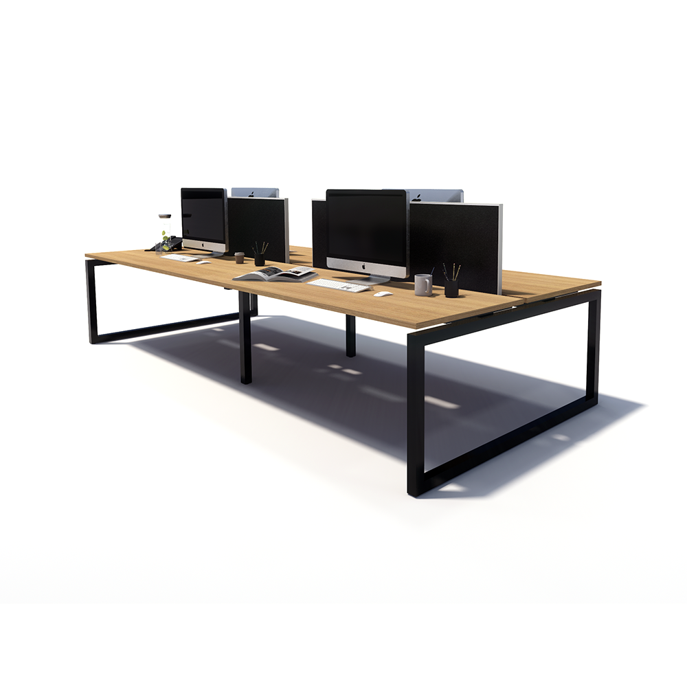 Gen O 4 Person Back to Back Black Frame Workstation