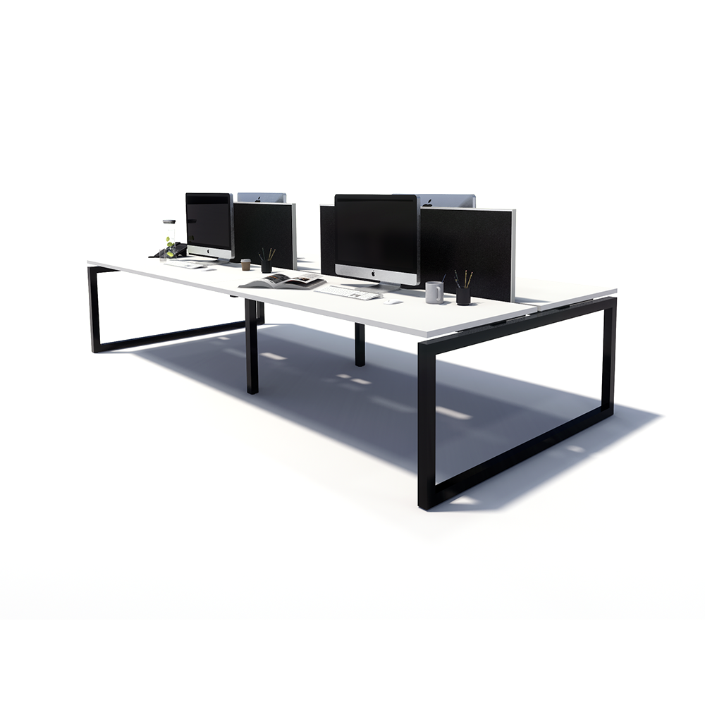 Gen O 4 Person Back to Back Black Frame Workstation