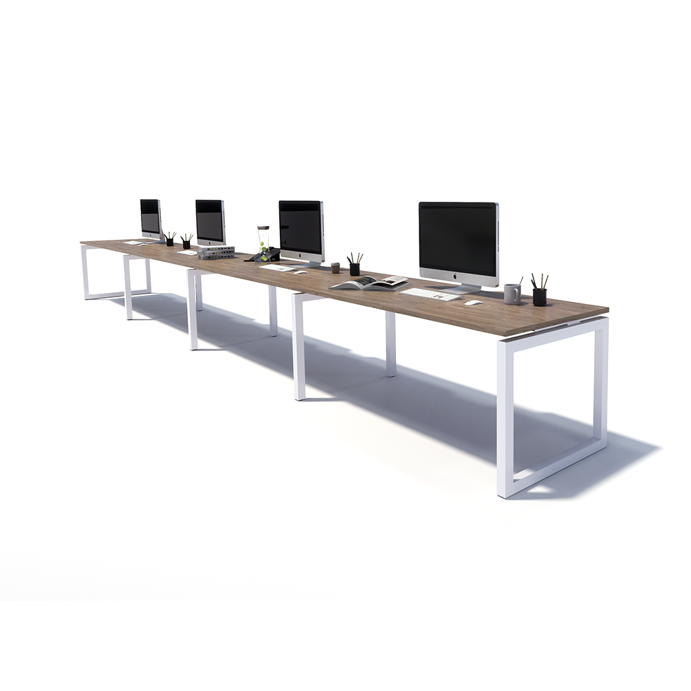 Gen O 4 Person Side by Side White Frame Workstation