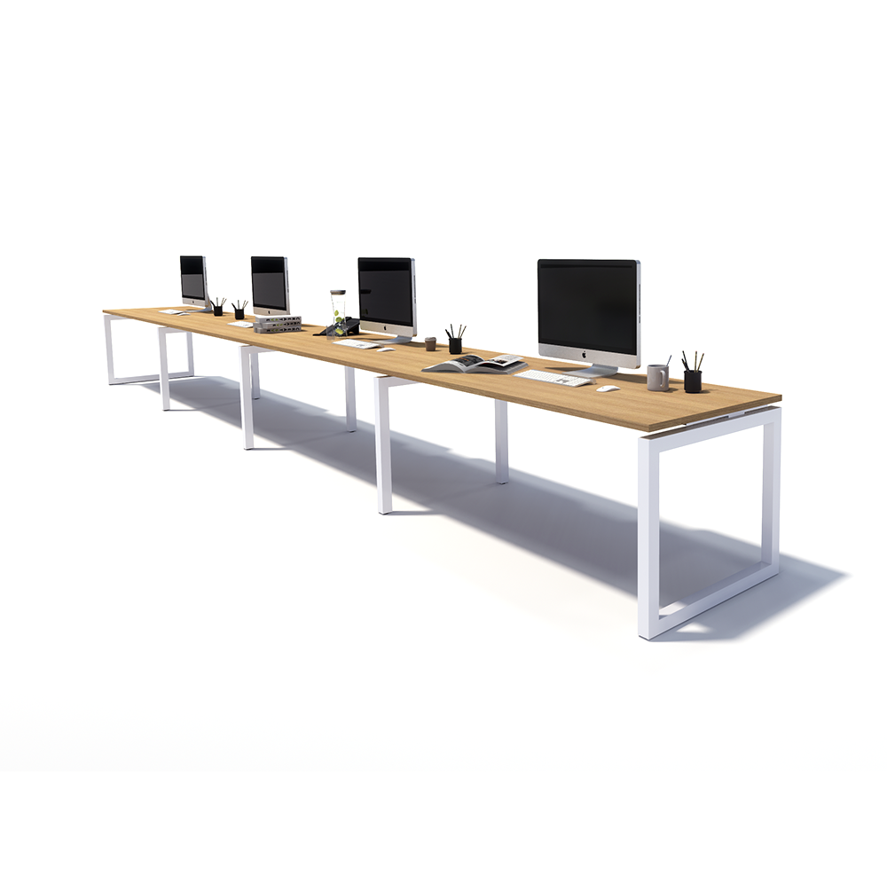 Gen O 4 Person Side by Side White Frame Workstation