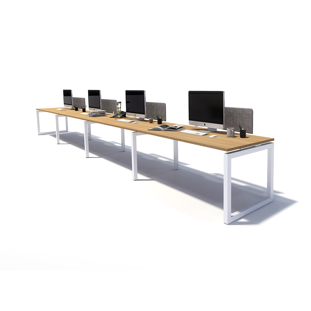 Gen O 4 Person Side by Side White Frame Workstation