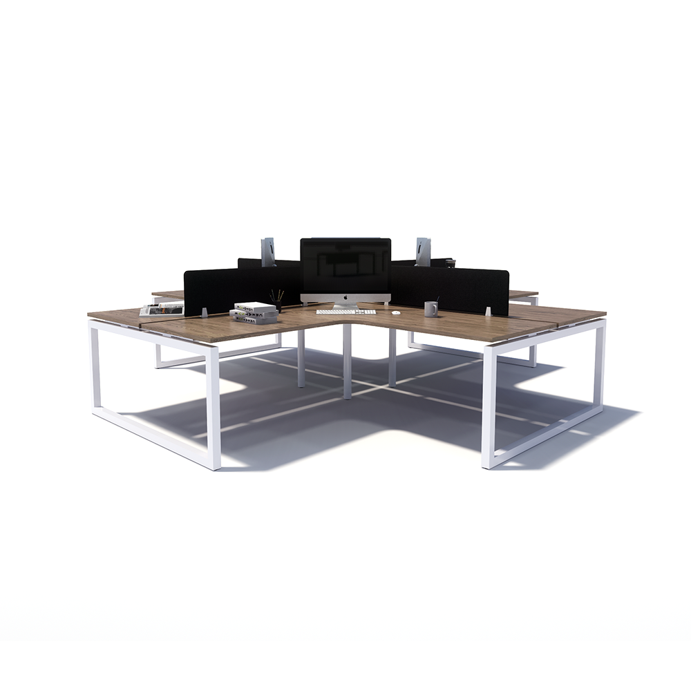 Gen O 4-way 4 Person White Frame Workstation