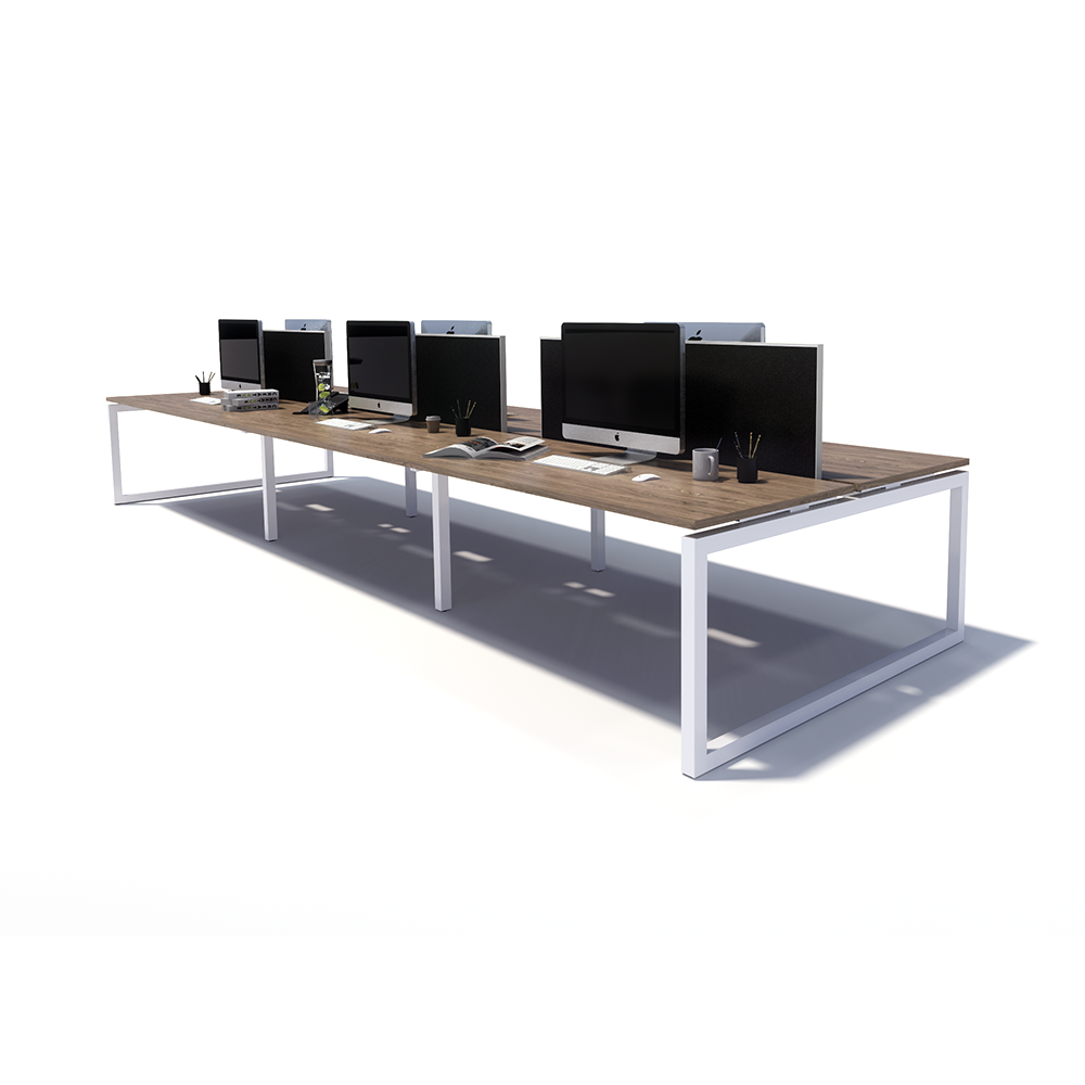 Gen O 6 Person Back to Back White Frame Workstation