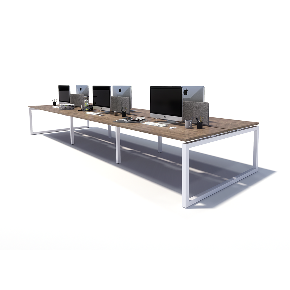 Gen O 6 Person Back to Back White Frame Workstation