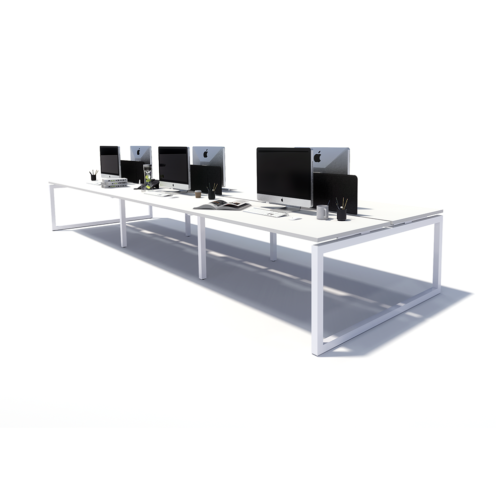 Gen O 6 Person Back to Back White Frame Workstation