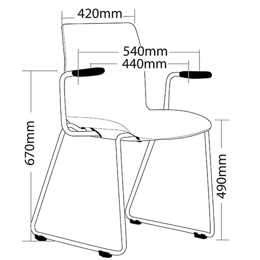 Pod Sled White Shell Upholster Visitor Chair with Arms