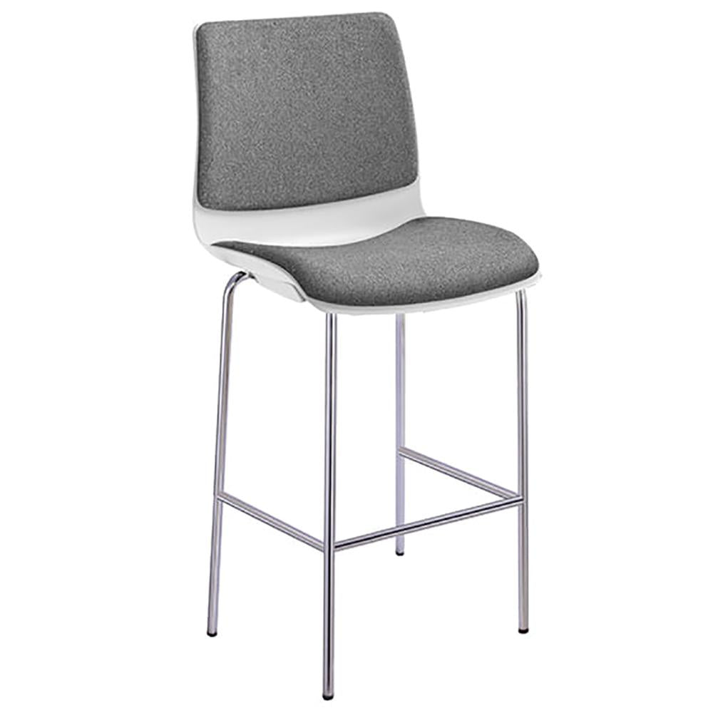 Pod 4 Leg White Shell Upholster Cafe Stool