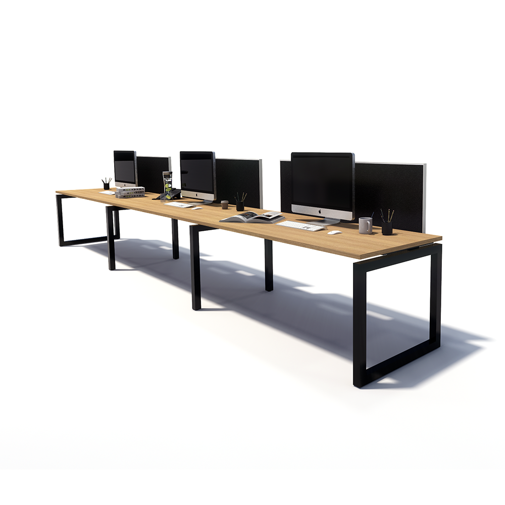 Gen O 3 Person Side by Side Black Frame Workstation