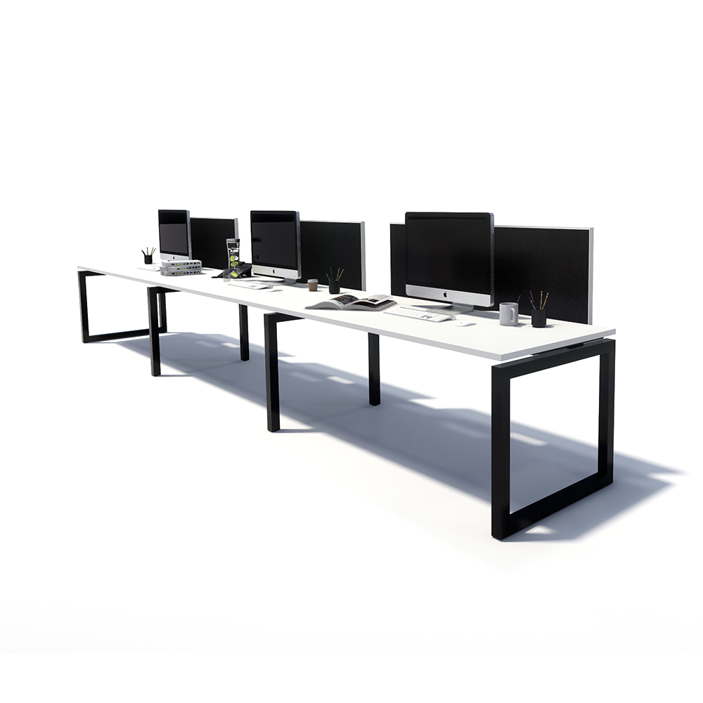 Gen O 3 Person Side by Side Black Frame Workstation