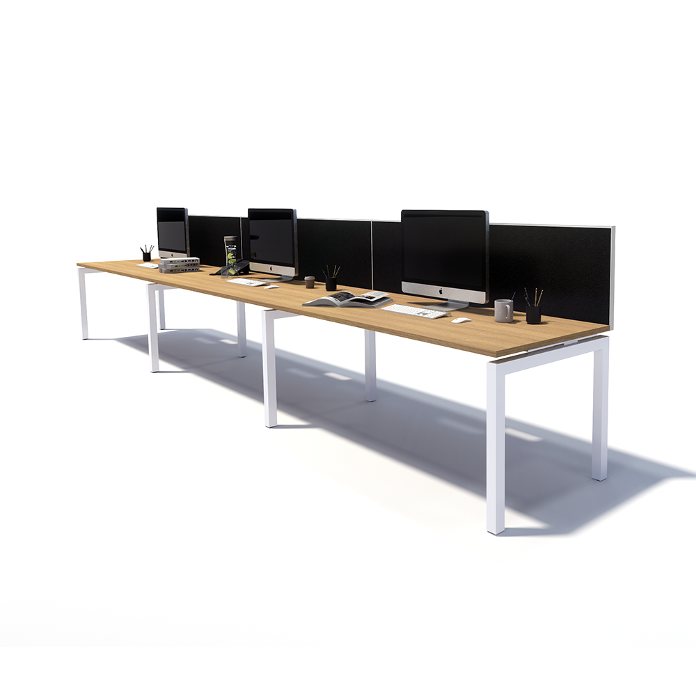 Gen Y 3 Person Side by Side White Frame Workstation