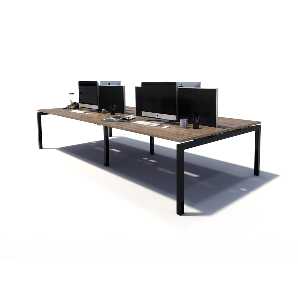 Gen Y 4 Person Back to Back Black Frame Workstation