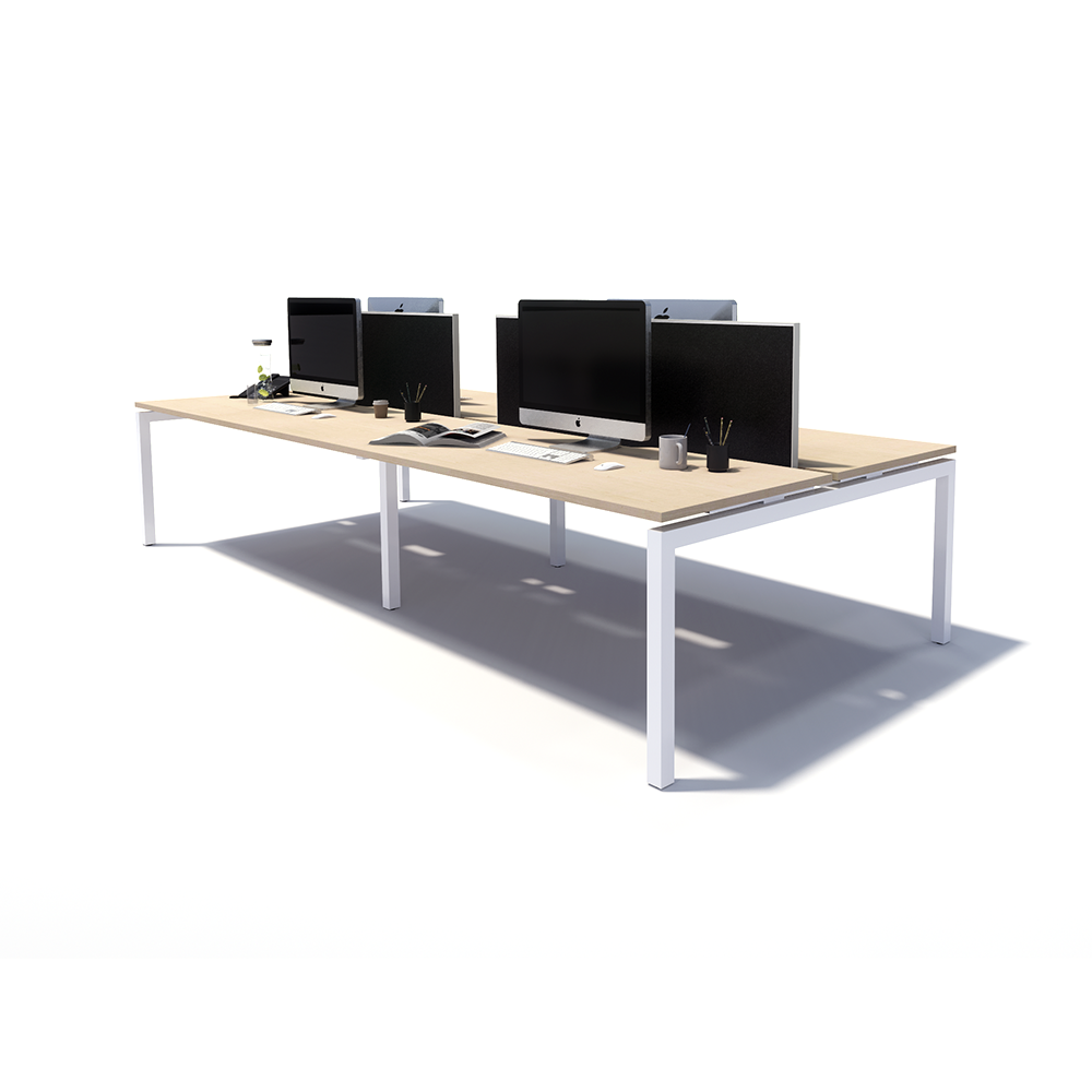 Gen Y 4 Person Back to Back White Frame Workstation