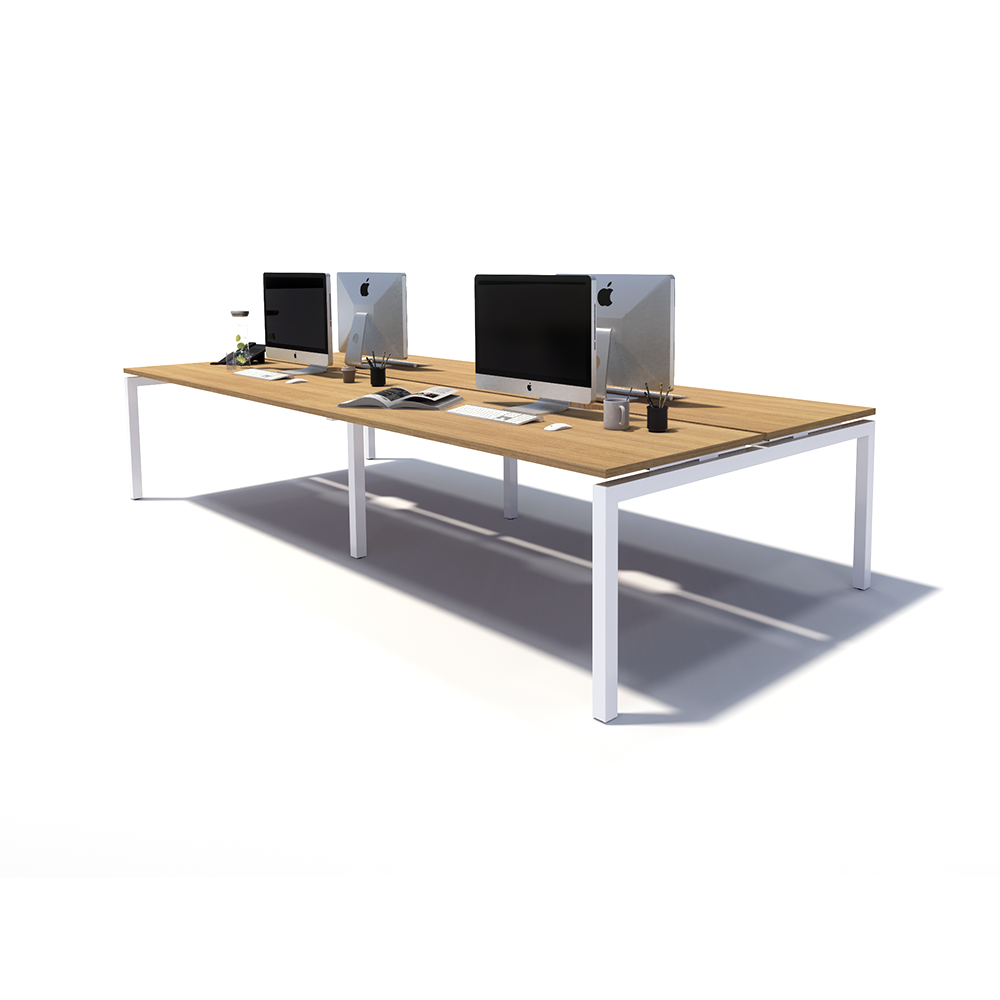 Gen Y 4 Person Back to Back White Frame Workstation