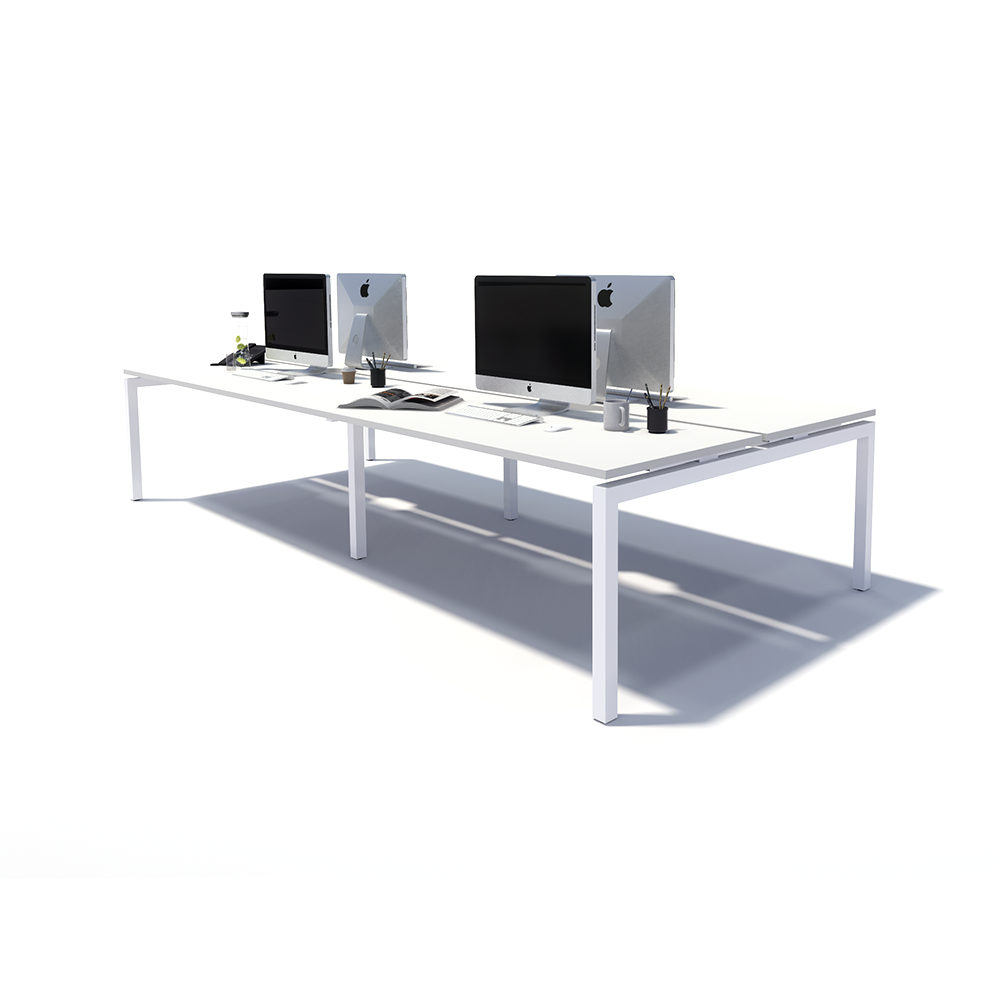 Gen Y 4 Person Back to Back White Frame Workstation