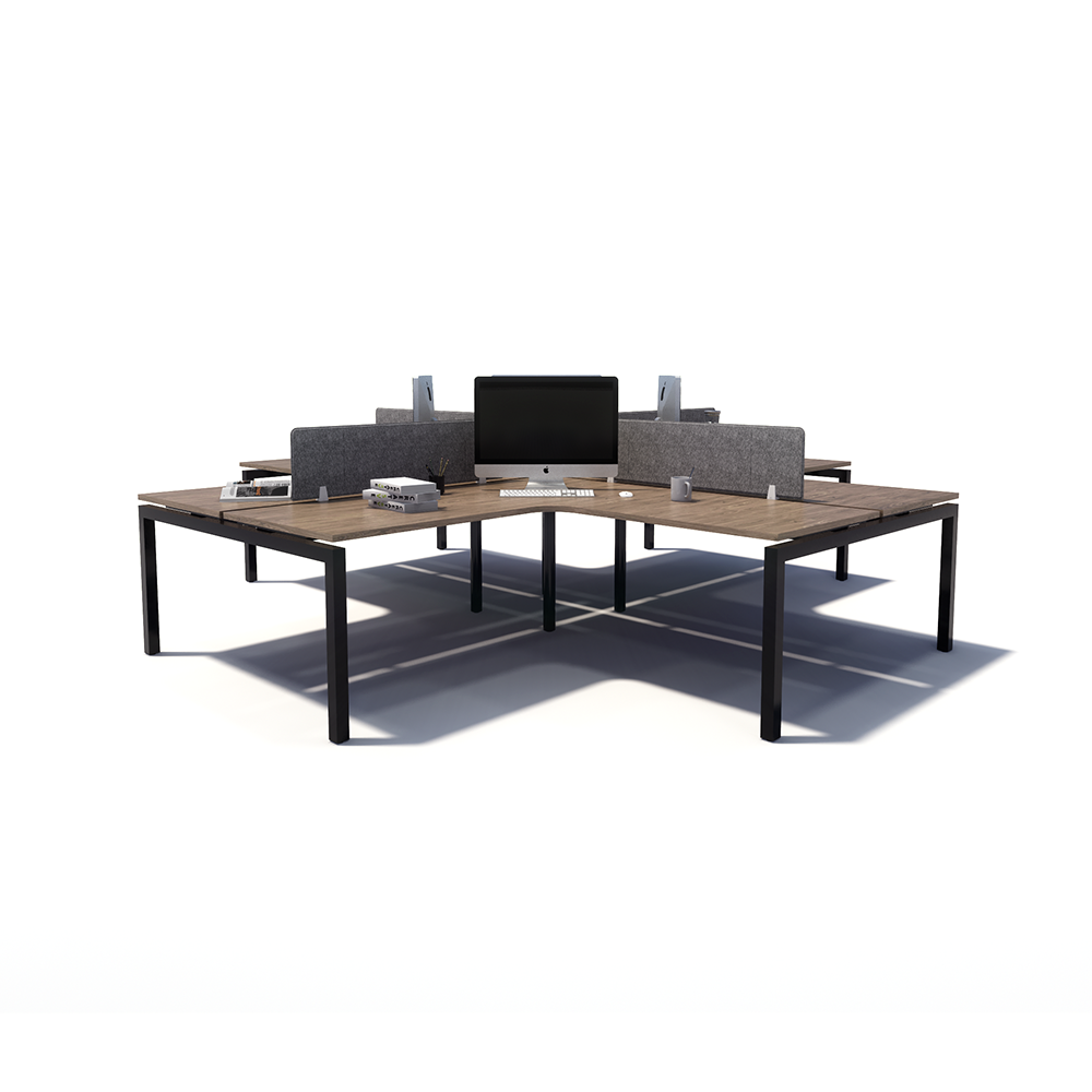 Gen Y 4-way 4 Person Black Frame Workstation