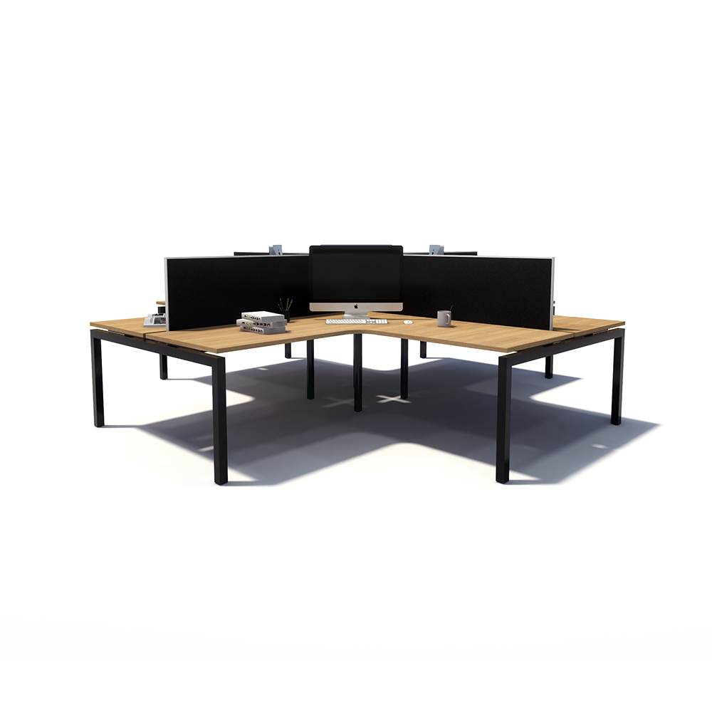 Gen Y 4-way 4 Person Black Frame Workstation