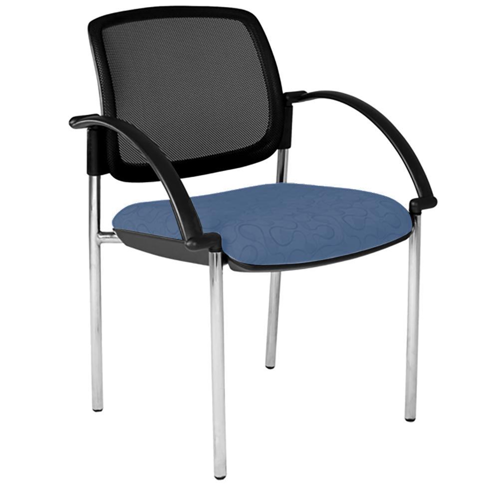 Maxi 4 Leg Mesh Back White Frame Visitor Chair with Arms