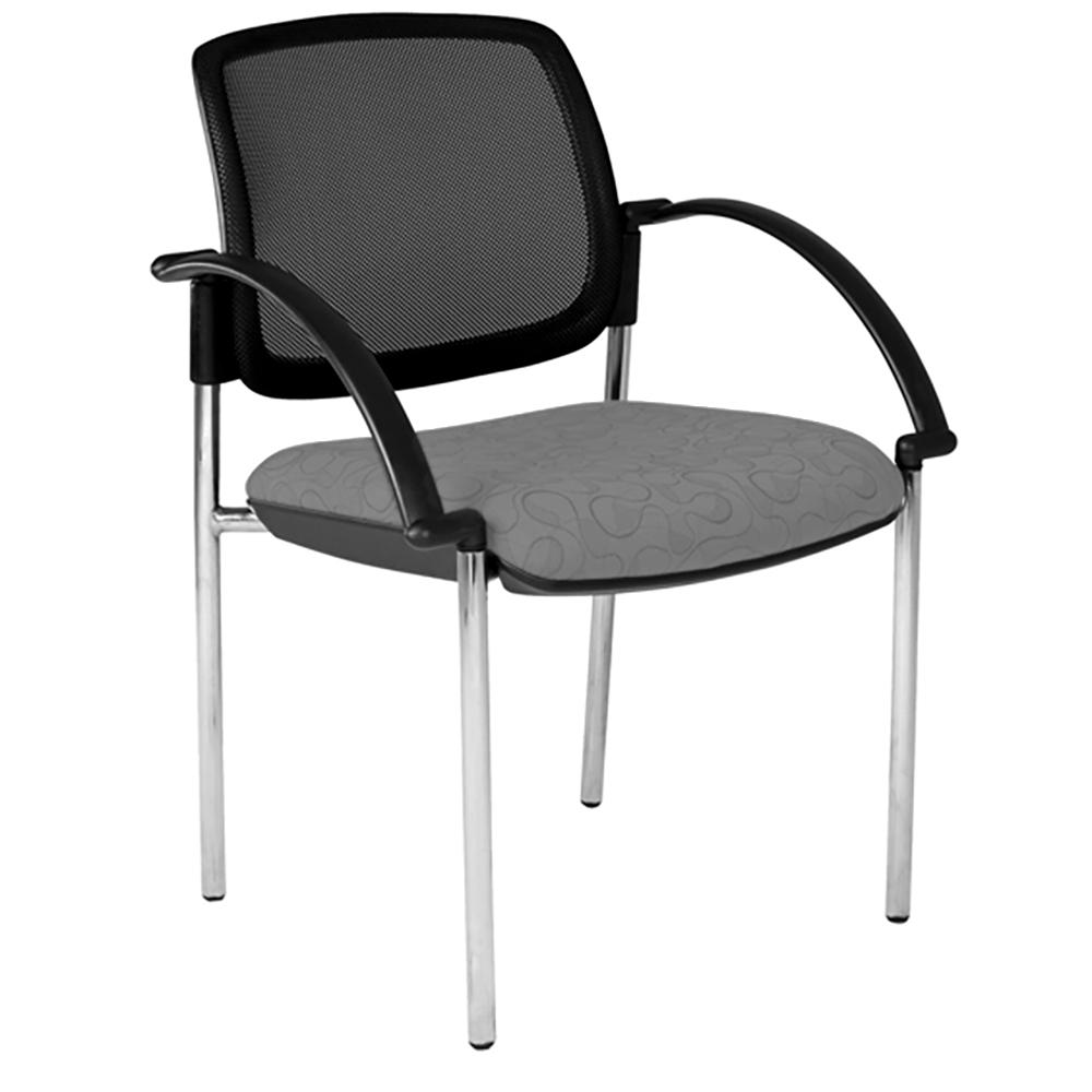 Maxi 4 Leg Mesh Back White Frame Visitor Chair with Arms